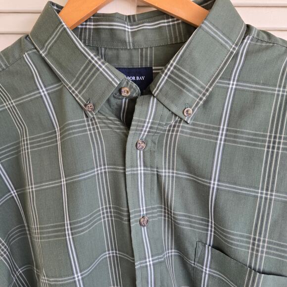 Harbor Bay Mens Long Sleeve Button Down Green Shirt Size 2XL Career Wear - Picture 1 of 9